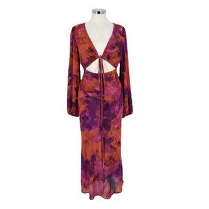 Selfie Leslie Aurora Dreams Cut-Out Waist Midi Dress Dark Rose Size Medium